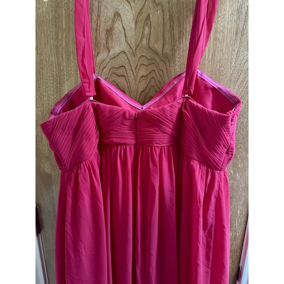Revelry Formal Gown Dress Womens 18 Bright Pink Long Maxi Chiffon Bridesmaids - Picture 7 of 14